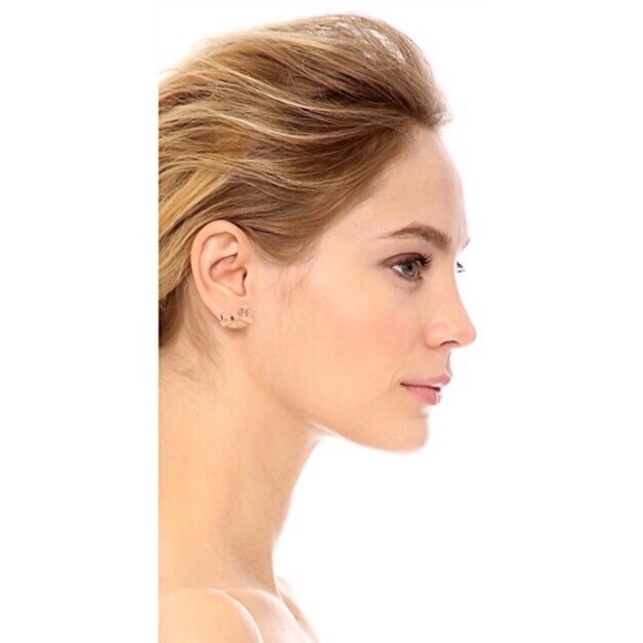 KATE SPADE • Rose Gold Mini Skinny Bow Earrings - Picture 2 of 5